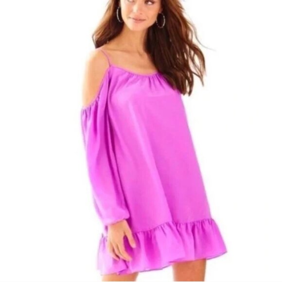 Lilly Pulitzer Candace Open Shoulder Dress in Amethyst Purple sz XS - Picture 1 of 4